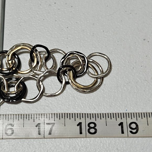 Alfani Multi Circle Link Chain Necklace Black Silver Gold Tone Fashion Jewelry - Picture 6 of 6